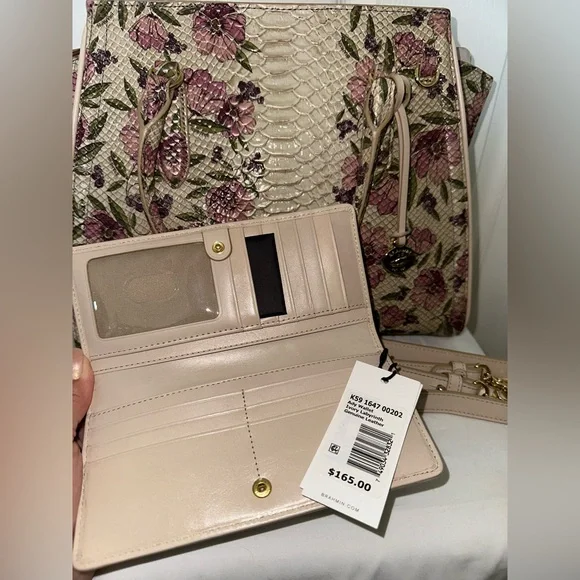 🌹 🐍 NWT Brahmin Priscilla Ivory Labyrinth Satchel and Wallet Set 🐍🌹 - Picture 7 of 9